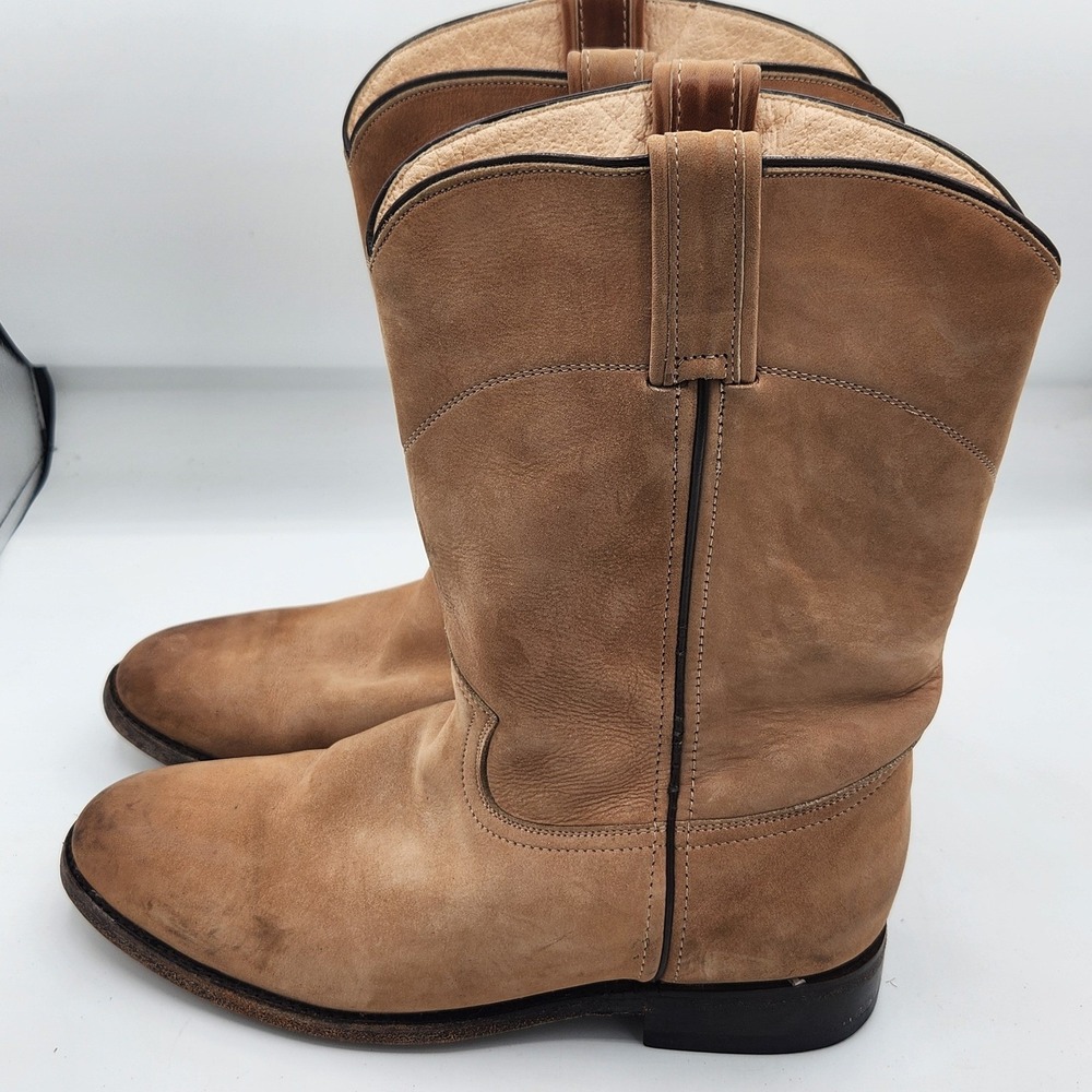 Caborca Cowboy Boots Leather Western Style‎ Pull On Tan Brown Men's Shoes 9